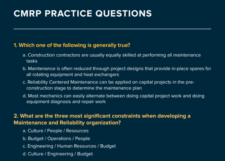 cmrp sample questions