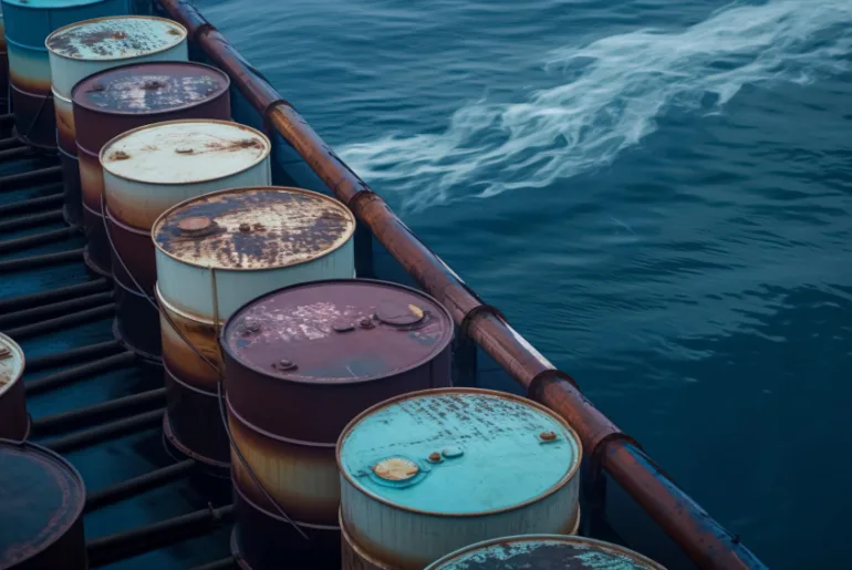 barrels oil after extracted from off shore reservoirs