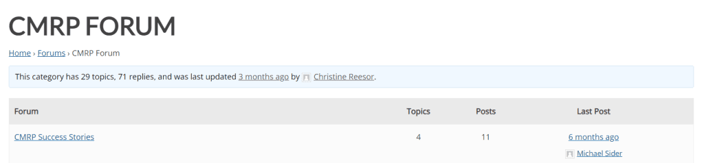 cmrp forum matrix