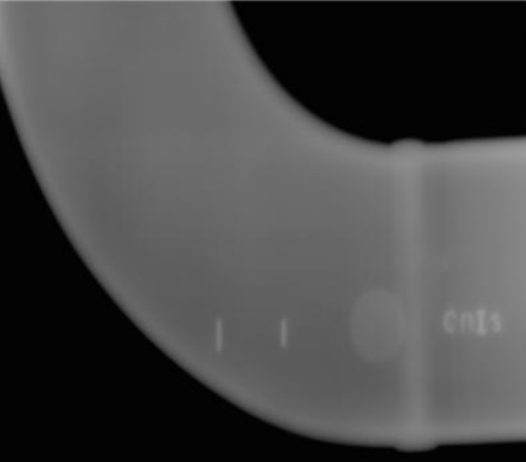 radiographic image of insulated pipe